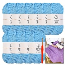 [니뜨] 코튼돌 뜨개실 (50g) x 10볼+ 모사용코바늘 5/0호(3.0mm)+코튼돌 아모르블랭킷도안, 31_스카이