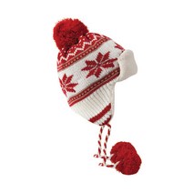 남여공용 방한 눈꽃 방울 니트 양털 귀도리 비니 모자 레드 FZ1201-1