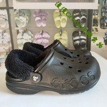 Crocs/Karochi 따뜻한 면 구멍 신발 남성 겨울 신작 봉제 인형 모피 슬리퍼 여성 206633