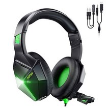 ps5헤드셋 어학용헤드셋 게임헤드셋 ps4 pro pc xbox one 컨트롤러 용 mpow eg10 게임용 헤드폰 소음 제거 마이크가있는 휴대용 3.5mm 유선 pc 게임용, 녹색