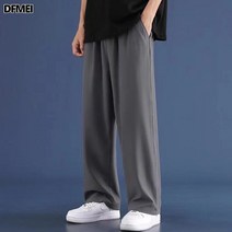 DFMEI 아이스 캐주얼 여름 쿨 아이스 팬츠 트레이닝 조거팬츠 ins 얇은 9부 팬츠 大사이즈 남자 바지