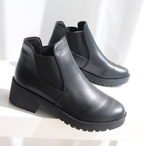 드레시백 마리나 블랙 심플 데일리 앵클 워커 밴딩 통굽 부츠 4.5cm