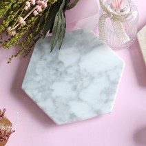육각 천연대리석 마블트레이 150x150mm, 비앙코 카라라