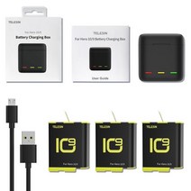 호환 telesin 1750mah 배터리 gopro 3 way 고속 충전 gopro 9, 1 충전기 3 배터리