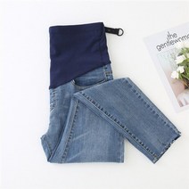 임산부 청바지 임부복 910 길이 스트레치 워싱 데님 출산 여름 패션 연필 바지 임신 여성을위한 옷 임신 바지