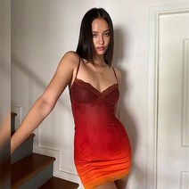 레이스원피스 레이스원피스 Sister go유럽미국 셀럽 그러데이션색 민소매원피스 여성레이스 병접연결 허리밴딩 타이트 시스드레스