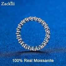 모이사나이트 반지 링 보석 결혼 약혼 프로포즈 다이아 웨딩밴드 솔리드 925 실버 3mm 0.1ct 풀 엔터니티 몬드 여성용 2.2ct 웨딩 밴드