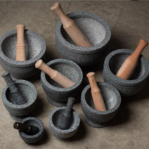 장수주방 장수 곱돌 전통 맷돌 돌절구 200 마늘 깨 바질 이유식 다지기, 200mm, 나무공이