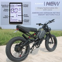 AKEZ신형 전기자전거 레트로감성 자토바이 전동스쿠터 팻바이크, 750W / 13AH, 블랙