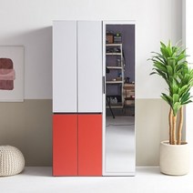 가구샘 컬러 광폭 행거 옷장 세트 1000 H5500, 상-화이트 하-핑크