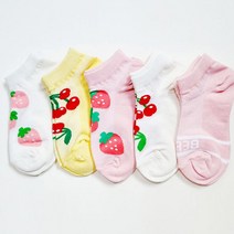 딸기 앵두 유아 아동 귀여운 여아 여름 발목 양말 5족