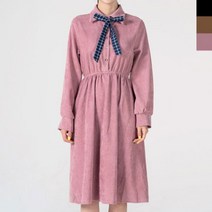 하객 미디 여성 체크 밴딩 리본 봄 플리츠 원피스