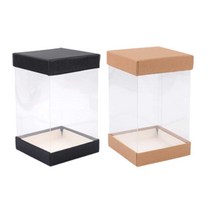 투명 포장케이스 사각 원통 PET PVC 투명 케이스 통, 색상/사이즈, 사각 10x12cm 블랙