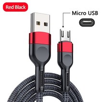 원래 고속 충전기 마이크로 usb 케이블 1/2/3M 3A 삼성 갤럭시 S7 용 안드로이드 데이터 라인 샤오미 Redmi, 03 Red 마이크로 cable_03 2m