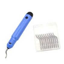 공구부품 1 Set Handle Burr Metal Repair Deburring Tool Kit 10pc Router Bit Rotary Deburr Blades Remover, [01] 1 set