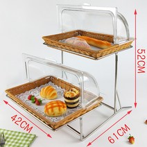 빵 스낵 트레이 뷔페 카페 디스플레이 뚜껑 과자 우드 진열 과일 디저트 케익, V 커피색 + 더블 스틸프레임+ 더블플립 커버
