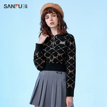 긴팔니트 삼복 스웨터 가을 신 클래식 오버핏 허리보정 카라넥 지퍼 숏 여성의류 2452988936