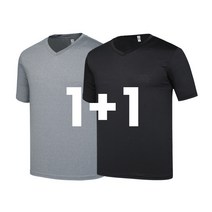 1+1 시원한 쿨 스판 브이넥 기능성 아이스 반팔티셔츠 2장