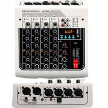 휴대용 블루투스 6 채널 오디오 믹서 사운드 dj 믹싱 콘솔 with digital reverb effect usb mp3 이퀄라이저 48v phantom power, 없음