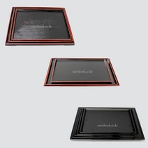 나비드쿡 한일칠기 쟁반 12종택1 티크쟁반 블랙쟁반 장수목쟁반 정식쟁반 개인쟁반, 1개, 3511-1호-440x342x18