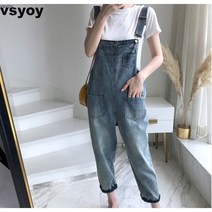 vsyoy 트렌디 루즈핏 데님 서스펜더 팬츠/멜빵점프수트