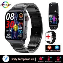 무채혈 혈당측정기 스마트 시계 ECG + PPG 워치 고혈압 레이저 치료 고혈당, 14 Steel Belt Black XXX