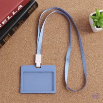 플립 가로형 사원증 케이스+목걸이줄 블루 플라스틱명찰케이스 명찰목걸이 사원증목걸이 플라스틱사원증케이스