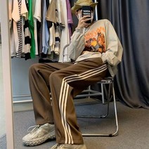 커플룩 인스타춘추 클래식 삼바바지 남녀 와이드 스트레이트 트레이닝 바지 러쉬 선물