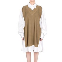 메종 마르지엘라 명품마르지엘라 22SS 카멜 브이넥 오버 셔츠 원피스 S51DL0356 S43001 988