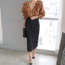 하이데일리 벨프 랩 롱스커트 스커트