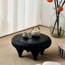 일본식 티 커피 차 좌식 테이블 복고 소형 나무 원목, 42.42 높이 17 블랙