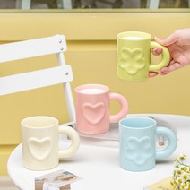 ins풍 고급 우유 푸푸 머그잔 하트 디자인 세라믹 커피잔 고급 선물, 60개/박스#4컬러 믹스, 301-400마라
