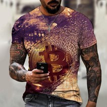 기념주화 비트코인선물 모형소품폭발적인 2022 봄과 여름 새로운 반팔 Bitcoin 3D 인쇄 된 t-셔츠 거리 동, 04 dyp-2283_07 2XL