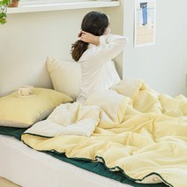 네이처워싱 다운필 체크 차렵이불 풀세트 Q 레몬