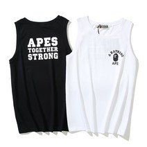 BAPE 조수 브랜드 티셔츠 원숭이 머리 만화 컬러 문자 패턴 스타 인쇄 라운드 넥 풀오버 남성과 여성 느슨한 반팔