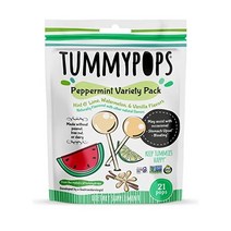 tummy drops Tummypops 페퍼민트 버라이어티 팩 힌트 오 라임 수박 바닐라 맛 팝 21개