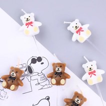 /국내배송/귀여운 브라운&화이트&핑크 곰돌이초 레터링 생일 케이크 생일초 대량구매 1팩/10팩/24팩(3개입), 24팩, 핑크