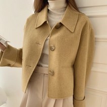 도오빠 여성 숏 코트 자켓 핸드메이드 오버핏 모직