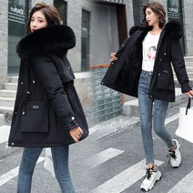 여성 모피카라 여성 패딩 점퍼 자켓 여자 코튼 롱 긴 면 야상 코트 미들 바람막이 미드