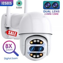 360카메라 360도 VR CCTV 3D 촬영 PTZ 카메라 8X 디지털 줌 2K IP 야외 와이파이 방수 IP66 감시 실내 보안 듀얼 렌즈 자동 추적, 8MP Add 128G Card_미국 플러그