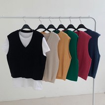 크롭 골지 조끼 니트베스트