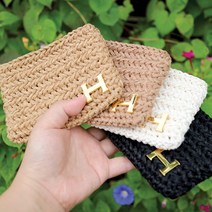 [프롬멜팅]코바늘DIY 헤링본H장식 카드지갑 스티치 뜨개키트 손뜨개패키지 KIT, 카키