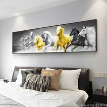 안묵 보석십자수 성공 팔마도 말 풍수 그림 재물운 행운 사무실 거실 침실 장식 보석십자수 재료 만들기 세트 원형비즈 선물용 집들이, 150x60cm