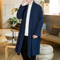 스타일 남자 로브 망토 리넨 카디건 자 켓 패션 Streetwear 솔리드 컬러 캐주얼 중간 길이 트렌치 코트