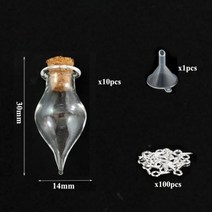 [케이로] 473066 코르크 마개가 있는 소형 미니 유리병 항아리 100 개 아이 나사 및 1 작은 깔때기 DIY 보석 만들기 5-10, [10] 10HA set, 10HA set