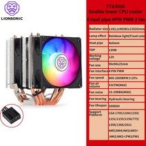6 히트 파이프 4 핀 PWM RGB PC 조용한 CPU 쿨러 Intel LGA 1700 2011 2011-V3 1200 1150 1151 X79 X99 E5 AMD AM4 AM3, 7.Rainbow light  2 Fan - 4 Pin