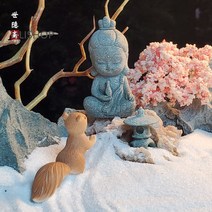 미니 불상 장군 부처상 돌 부처 장식품 관음 작은 부처 동상 작은 석불 달마 아기Hiuha 증정, 1호-그림 리틀노비스 몽크-무게 80g