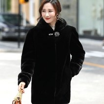 모피코트 퍼베스트 밍크 모피 코트 여성 중간 길이 겨울 두꺼운 중년 어머니 착실히 밍크
