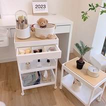 LOVFLE 이동식 수납장 다용도 수납트롤리 모던화이트, 4, 서랍