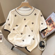 패션고리 여성 라운드넥 반팔 도트 티셔츠 T539